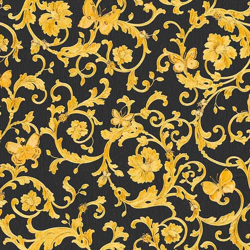 Tapete Schwarz, Anthrazit, Gold, Kupfer VERSACE Vliestapete (343252)