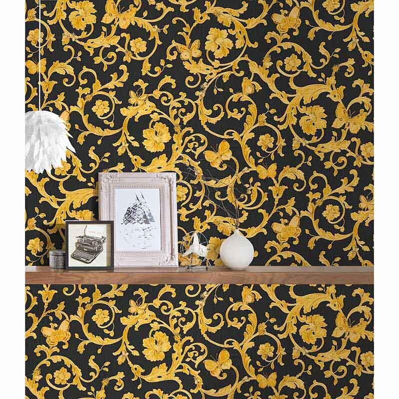Tapete Schwarz, Anthrazit, Gold, Kupfer VERSACE Vliestapete (343252)