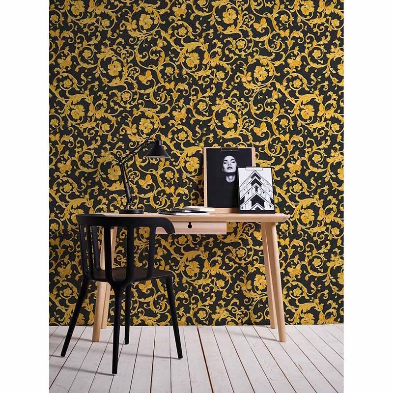 Tapete Schwarz, Anthrazit, Gold, Kupfer VERSACE Vliestapete (343252)