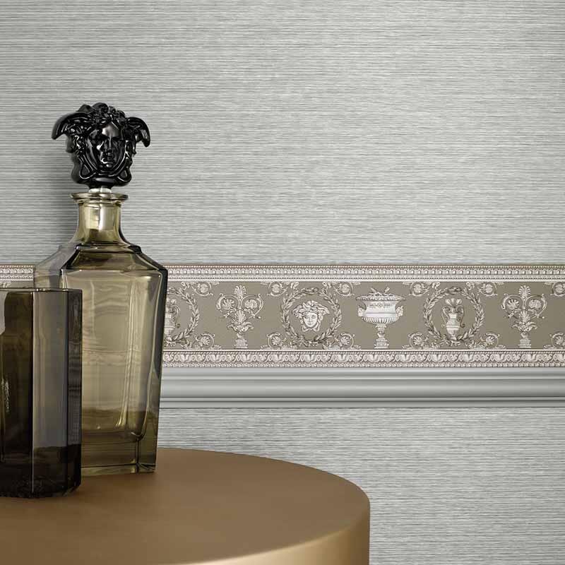 Bordüre Grau, Silber VERSACE Vlies (343053)