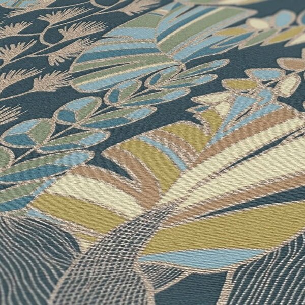 Tapete Beige, Creme, Blau, Gold, Kupfer, Grün AS-Creation Vliestapete (390955)