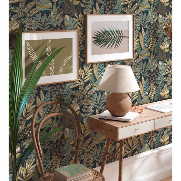 Tapete Beige, Creme, Blau, Gold, Kupfer, Grün AS-Creation Vliestapete (390955)