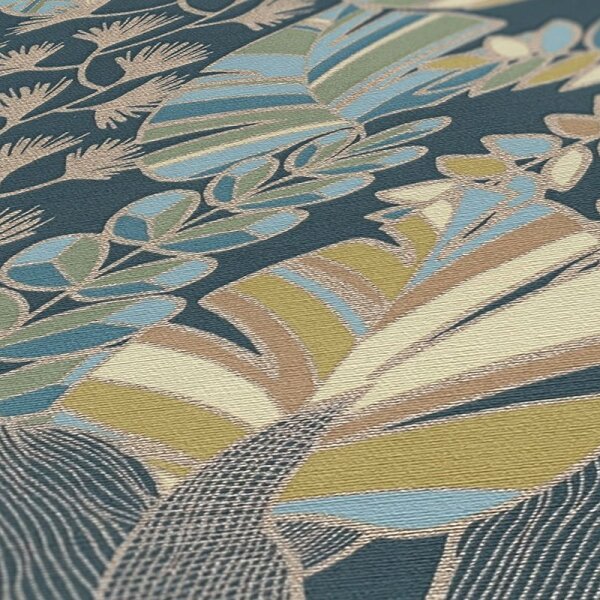 Tapete Beige, Creme, Blau, Gold, Kupfer, Grün AS-Creation Vliestapete (390955)