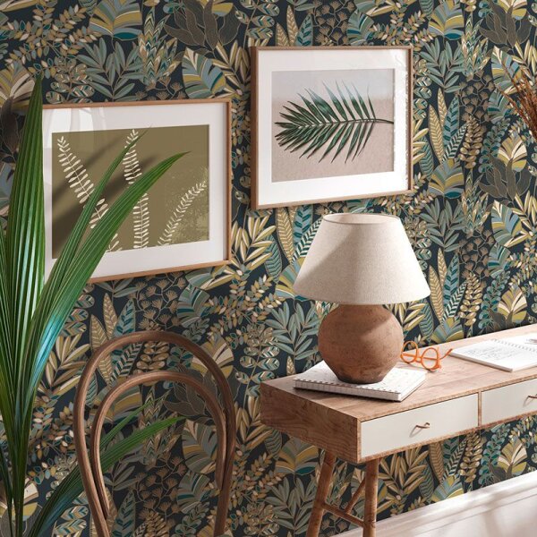 Tapete Beige, Creme, Blau, Gold, Kupfer, Grün AS-Creation Vliestapete (390955)