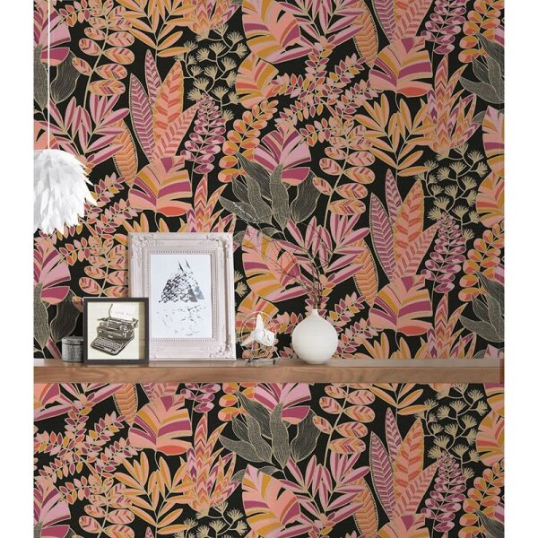 Tapete Gelb, Vanille, Gold, Kupfer, Rosa, Rose, Schwarz, Anthrazit AS-Creation Vliestapete (390953)