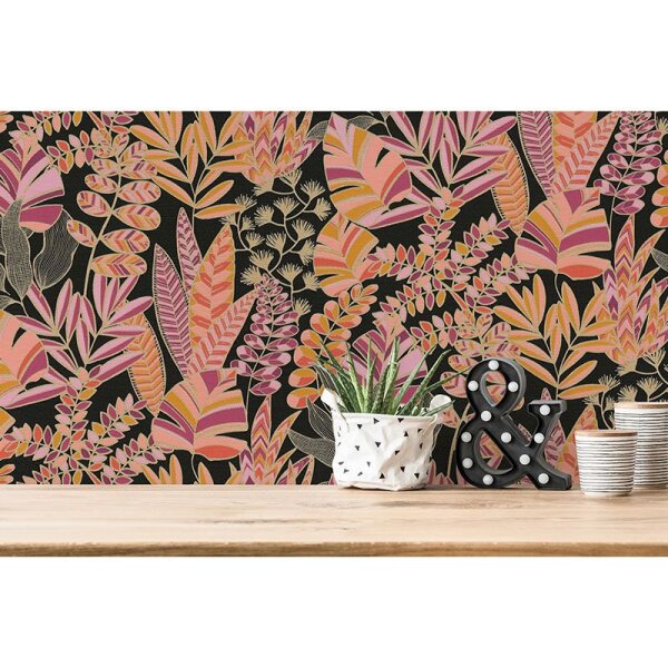 Tapete Gelb, Vanille, Gold, Kupfer, Rosa, Rose, Schwarz, Anthrazit AS-Creation Vliestapete (390953)