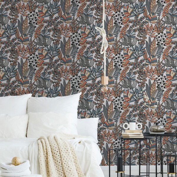 Tapete Blau, Orange, Terrakotta, Schwarz, Anthrazit, Weiß AS-Creation Vliestapete (390952)