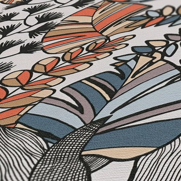 Tapete Blau, Orange, Terrakotta, Schwarz, Anthrazit, Weiß AS-Creation Vliestapete (390952)