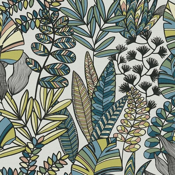 Tapete Blau, Grün, Schwarz, Anthrazit, Weiß AS-Creation Vliestapete (390951)