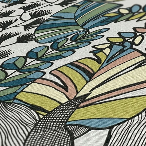 Tapete Blau, Grün, Schwarz, Anthrazit, Weiß AS-Creation Vliestapete (390951)