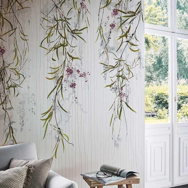 Digitaldruck-Tapete Grau, Silber, Grün, Lila, Flieder Marburg (63454)