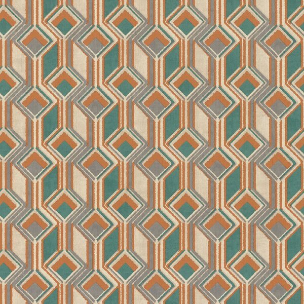 Tapete Beige, Blau, Grau, Grün, Orange, Petrol Rasch Vliestapete (746525)