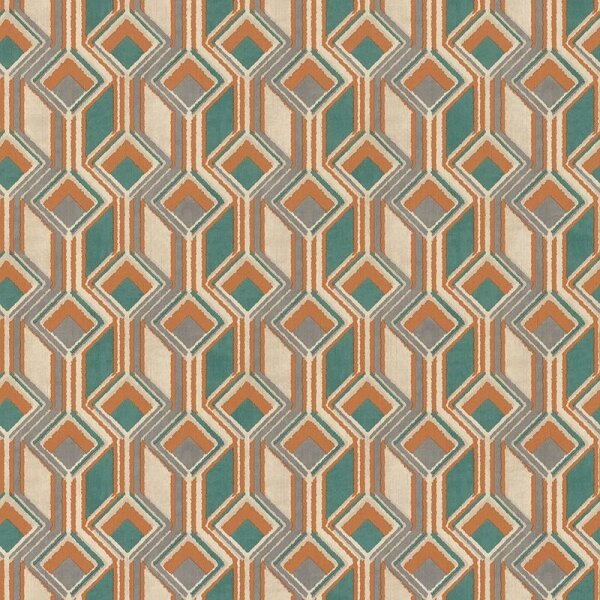 Tapete Beige, Blau, Grau, Grün, Orange, Petrol Rasch Vliestapete (746525)