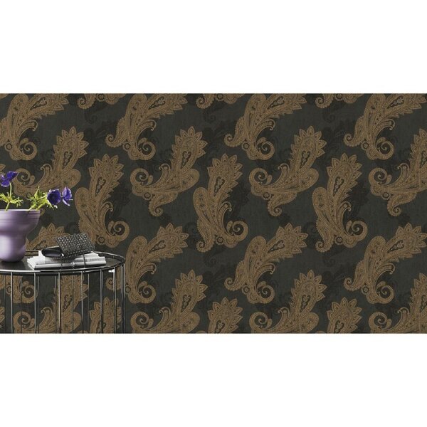 Tapete Gold, Kupfer, Schwarz, Anthrazit Rasch Vliestapete (746464)