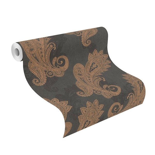 Tapete Gold, Kupfer, Schwarz, Anthrazit Rasch Vliestapete (746464)