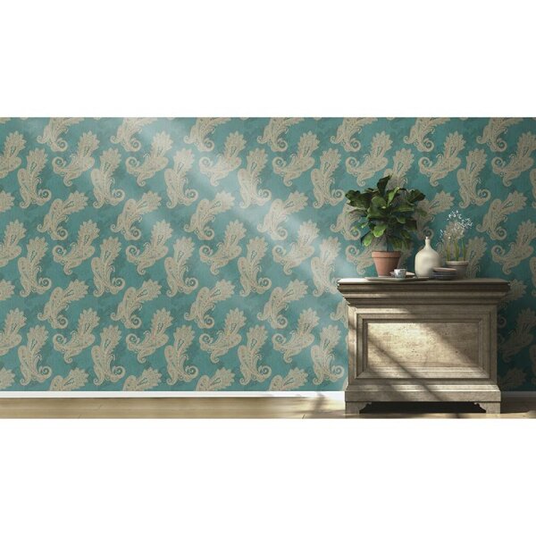 Tapete Blau, Gold, Kupfer, Grün, Petrol Rasch Vliestapete (746457)