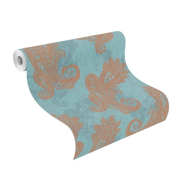 Tapete Blau, Gold, Kupfer Rasch Vliestapete (746440)
