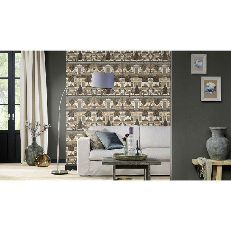 Tapete Beige, Creme, Grau, Silber, Schwarz, Anthrazit Rasch Vliestapete (746228)