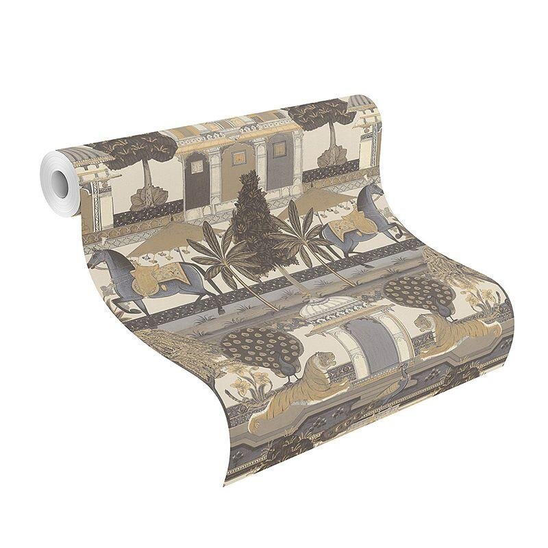 Tapete Beige, Creme, Grau, Silber, Schwarz, Anthrazit Rasch Vliestapete (746228)