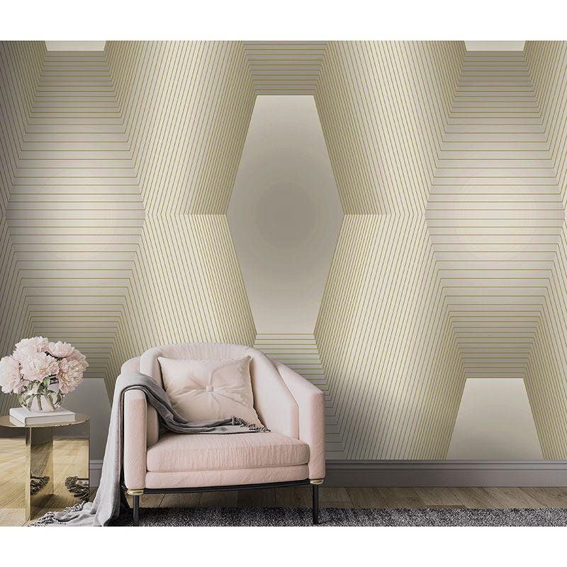 Digitaldruck-Tapete Beige, Creme, Gold, Kupfer, Grau, Silber Guido Maria Kretschmer (224715)