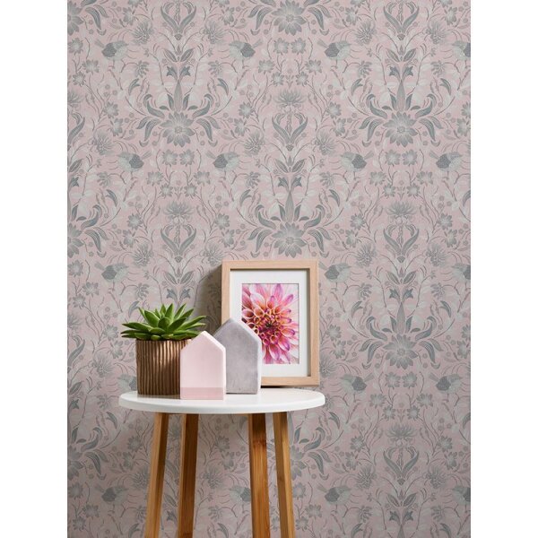 Tapete Grau, Silber, Rosa, Rose AS-Creation Vliestapete (390752)