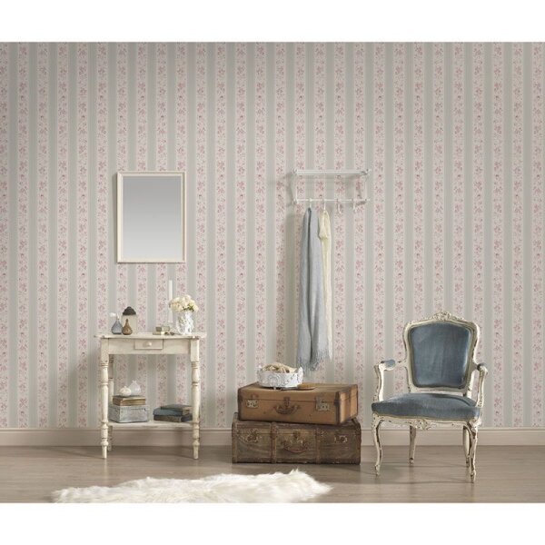 Tapete Grau, Silber, Rosa, Rose, Weiß AS-Creation Vliestapete (390692)