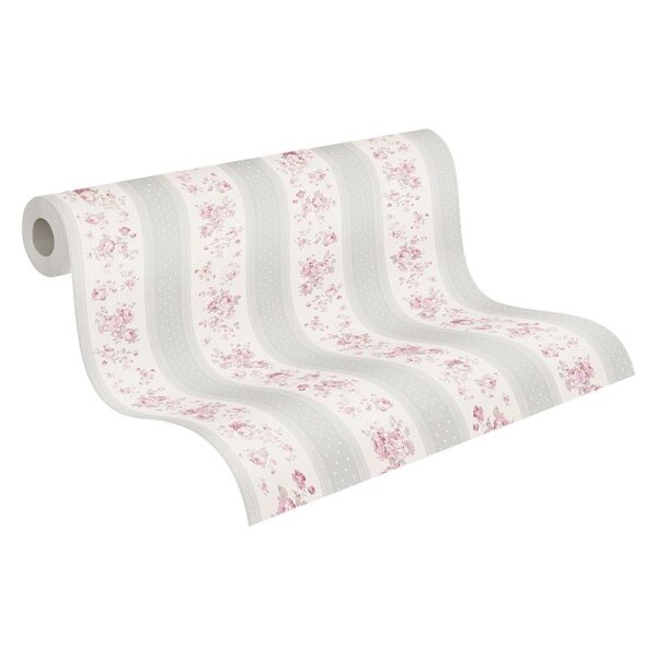 Tapete Grau, Silber, Rosa, Rose, Weiß AS-Creation Vliestapete (390692)