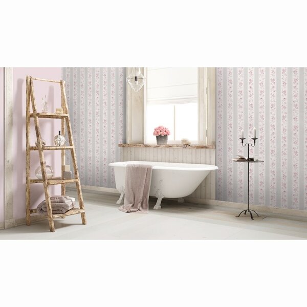 Tapete Grau, Silber, Rosa, Rose, Weiß AS-Creation Vliestapete (390692)