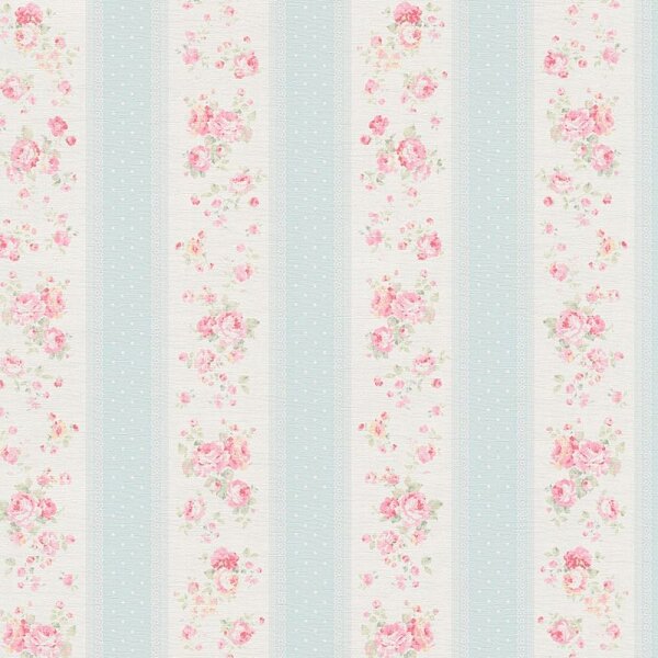 Tapete Blau, Rosa, Rose, Weiß AS-Creation Vliestapete (390691)