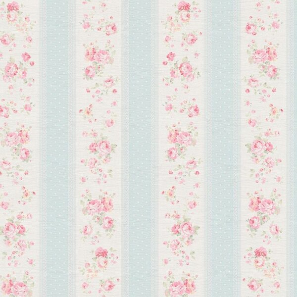 Tapete Blau, Rosa, Rose, Weiß AS-Creation Vliestapete (390691)