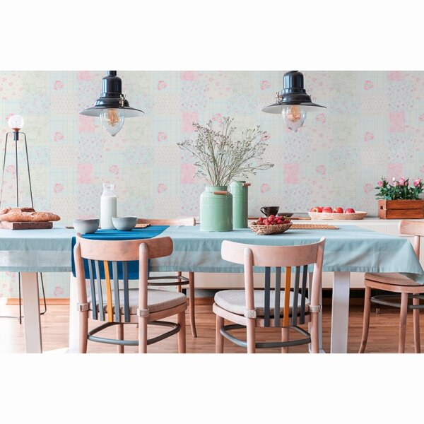 Tapete Blau, Grün, Rosa, Rose AS-Creation Vliestapete (390661)