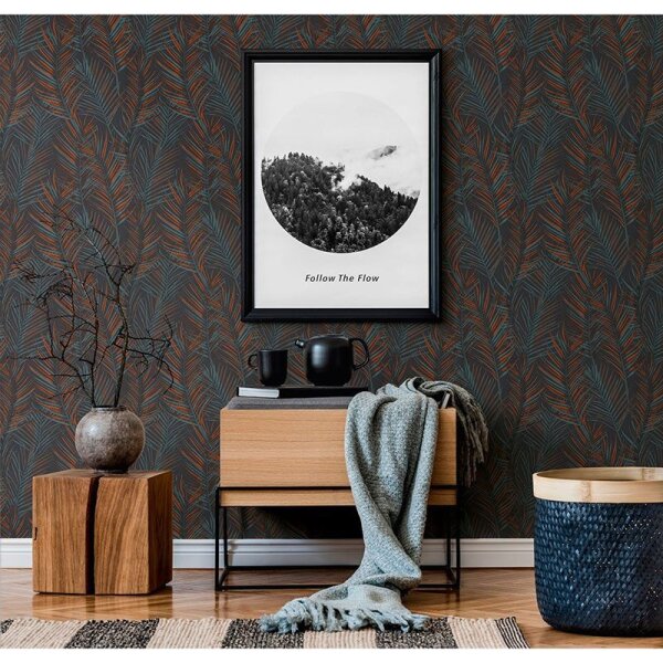 Tapete Grau, Silber, Orange, Schwarz innova Vliestapete (390386)