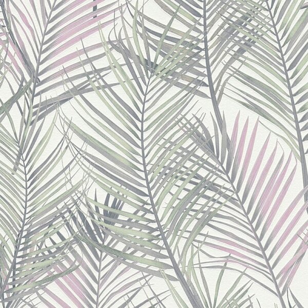 Tapete Grau, Silber, Grün, Rosa, Rose, Weiß innova Vliestapete (390382)