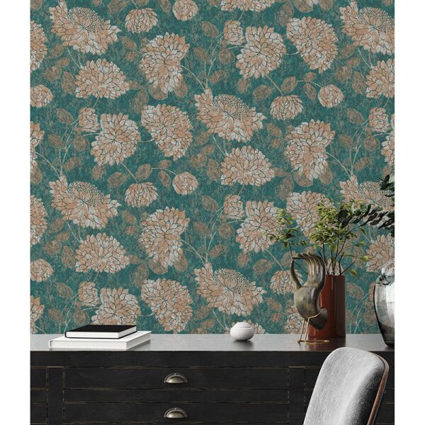 Tapete Blau, Braun, Grün, Petrol innova Vliestapete (390254)