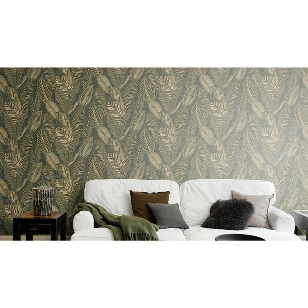 Tapete Gold, Kupfer, Grün Rasch Vliestapete (751826)