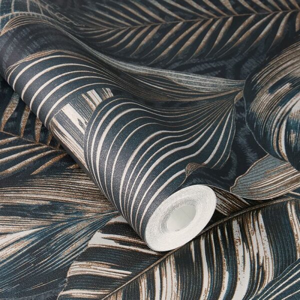 Tapete Blau, Gold, Kupfer, Grün, Petrol Rasch Vliestapete (751840)