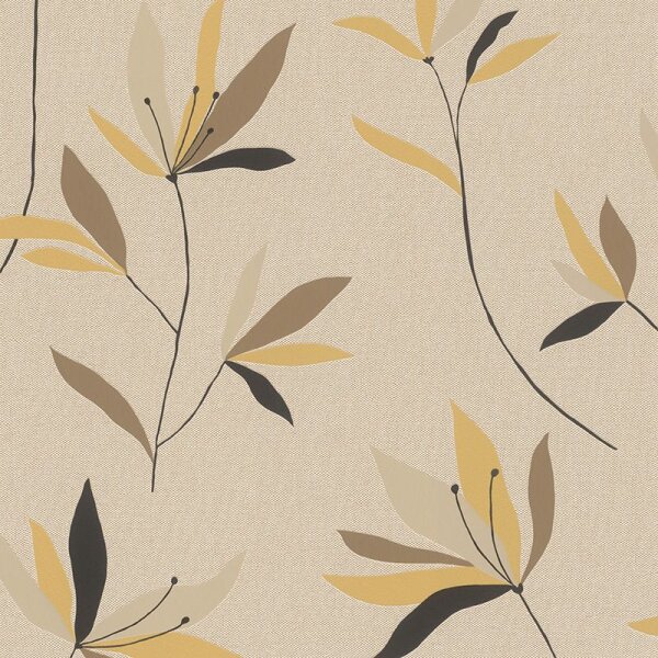 Tapete Braun, Gelb, Vanille, Schwarz, Anthrazit Rasch Vliestapete (634082)