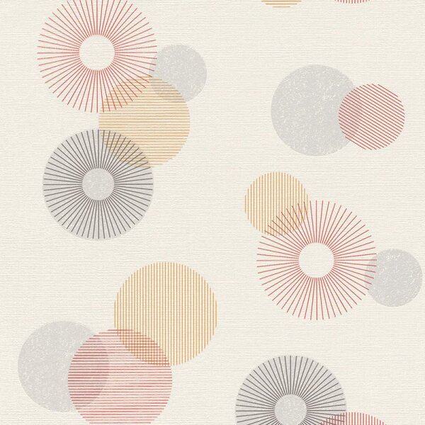 Tapete Gelb, Vanille, Grau, Silber, Rot, Weiß Rasch Vliestapete (311518)