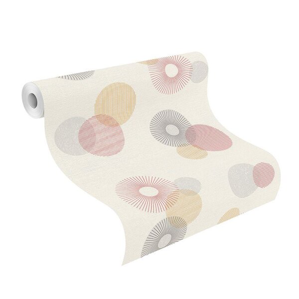 Tapete Gelb, Vanille, Grau, Silber, Rot, Weiß Rasch Vliestapete (311518)