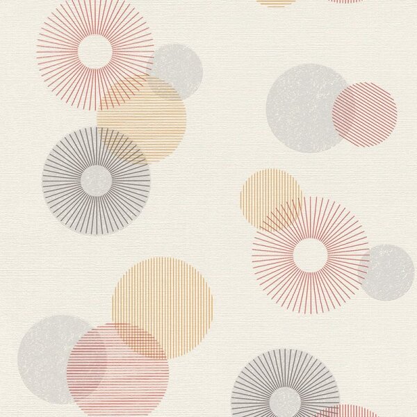 Tapete Gelb, Vanille, Grau, Silber, Rot, Weiß Rasch Vliestapete (311518)