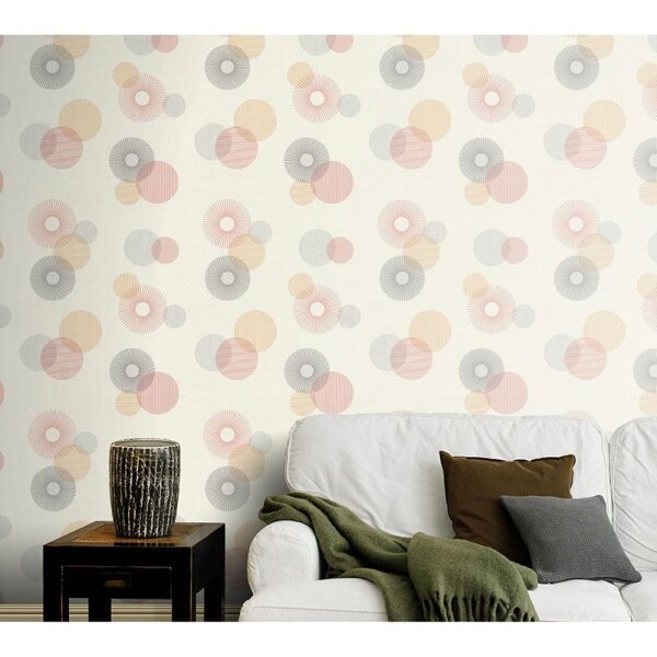 Tapete Gelb, Vanille, Grau, Silber, Rot, Weiß Rasch Vliestapete (311518)