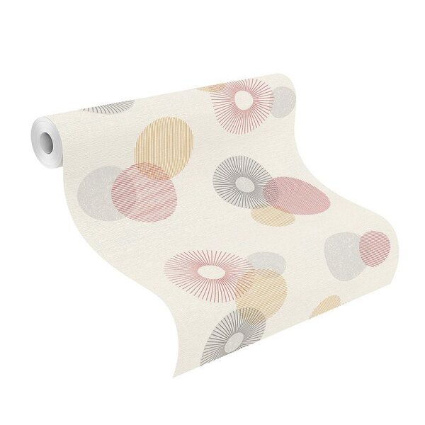 Tapete Gelb, Vanille, Grau, Silber, Rot, Weiß Rasch Vliestapete (311518)