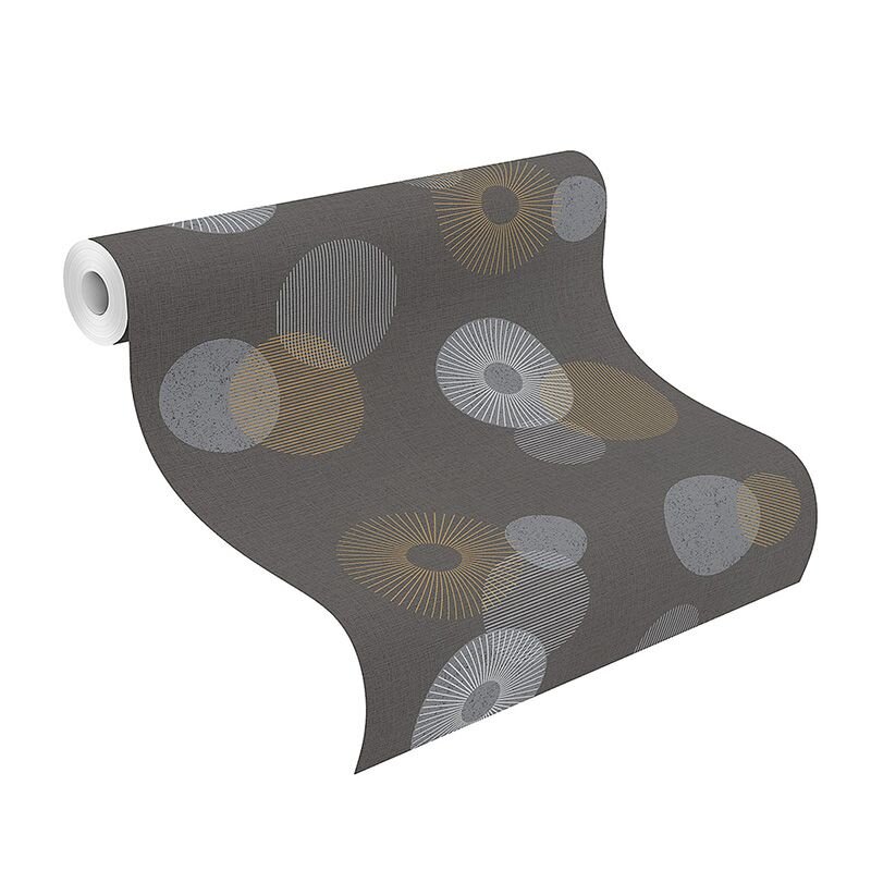 Tapete Gelb, Vanille, Grau, Silber, Schwarz, Anthrazit Rasch Vliestapete (311501)