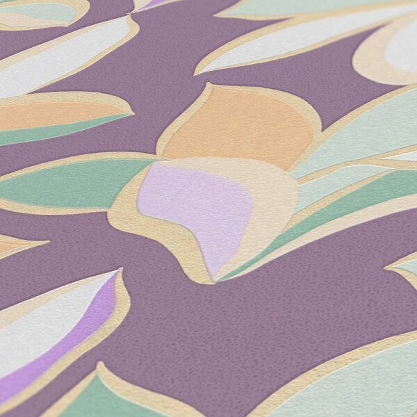 Tapete Gold, Kupfer, Lila, Flieder livingwalls Vliestapete (389082)