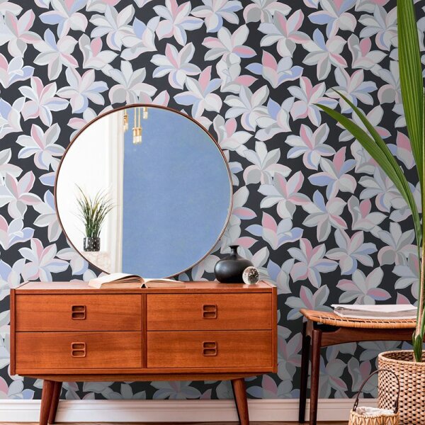 Tapete Grau, Silber, Rosa, Rose, Schwarz, Anthrazit livingwalls Vliestapete (389081)