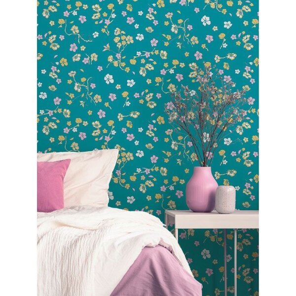 Tapete Blau, Gelb, Vanille, Grün, Petrol, Türkis livingwalls Vliestapete (389072)