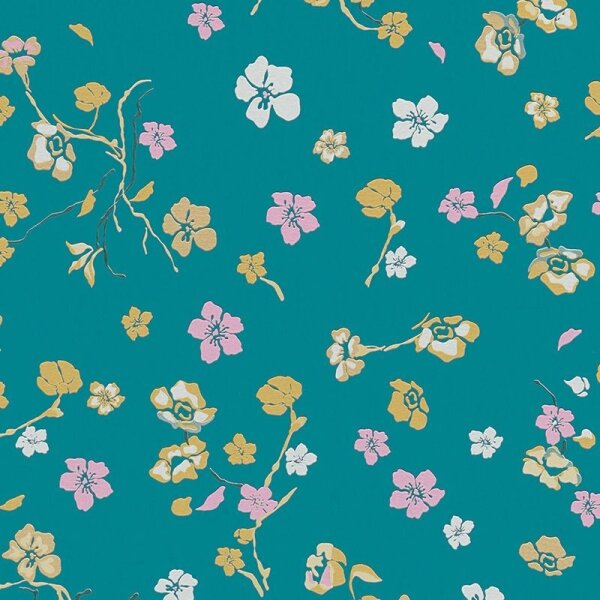 Tapete Blau, Gelb, Vanille, Grün, Petrol, Türkis livingwalls Vliestapete (389072)