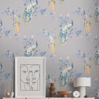 Tapete Blau, Bunt, Grau, Silber livingwalls Vliestapete...