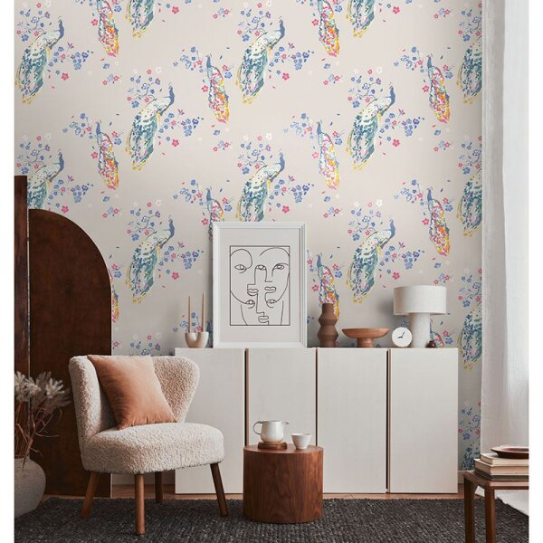 Tapete Blau, Bunt, Grau, Silber livingwalls Vliestapete (389064)