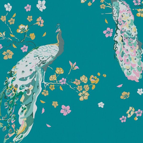 Tapete Blau, Bunt, Grün, Petrol, Türkis livingwalls Vliestapete (389062)